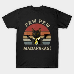 Cat Vintage PewPewPew Madafakas Cat Crazy Pew Vintage T-Shirt